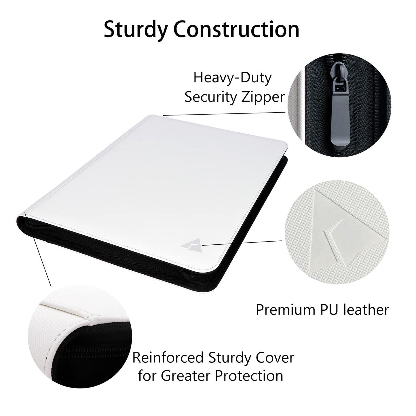 Rieton 16 Pocket 1000+ Pockets Card Binder, Large Ringless Side Loading Pockets Trading Card Album Folder For Tcg -White