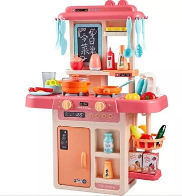 Big Portable Suitcase Shape Musical Kitchen Play Set for Kids  39 Pcs Modern Cooking Set with Light, Sound & Real Water Tap | P