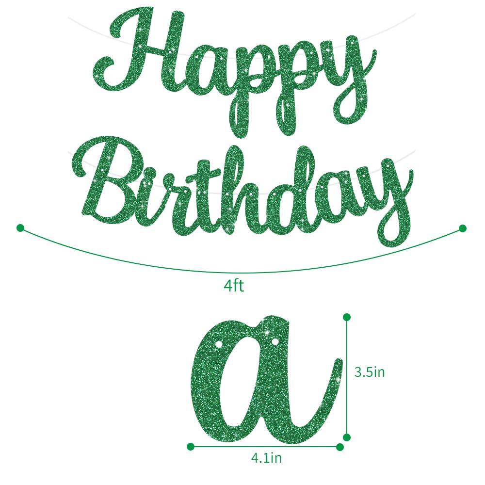 Beishida Green Happy Birthday Banner - No Diy,10Feet,Pre-Strung-Glitter Happy Birthday Sign, Happy Birthday Garland,Happy Birthd