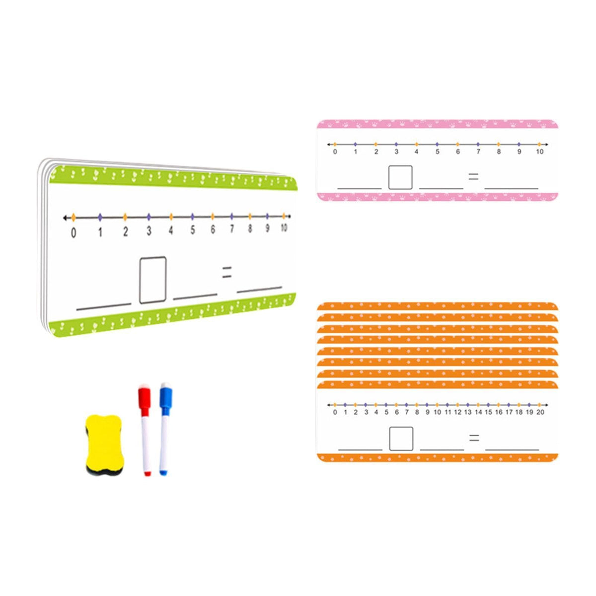 ECOMISTIQ 21Pcs Number Lines Dry Erase Board Cards for Kindergarten Students Homeschool| Mathematics| Educational |Toys & Hobbie
