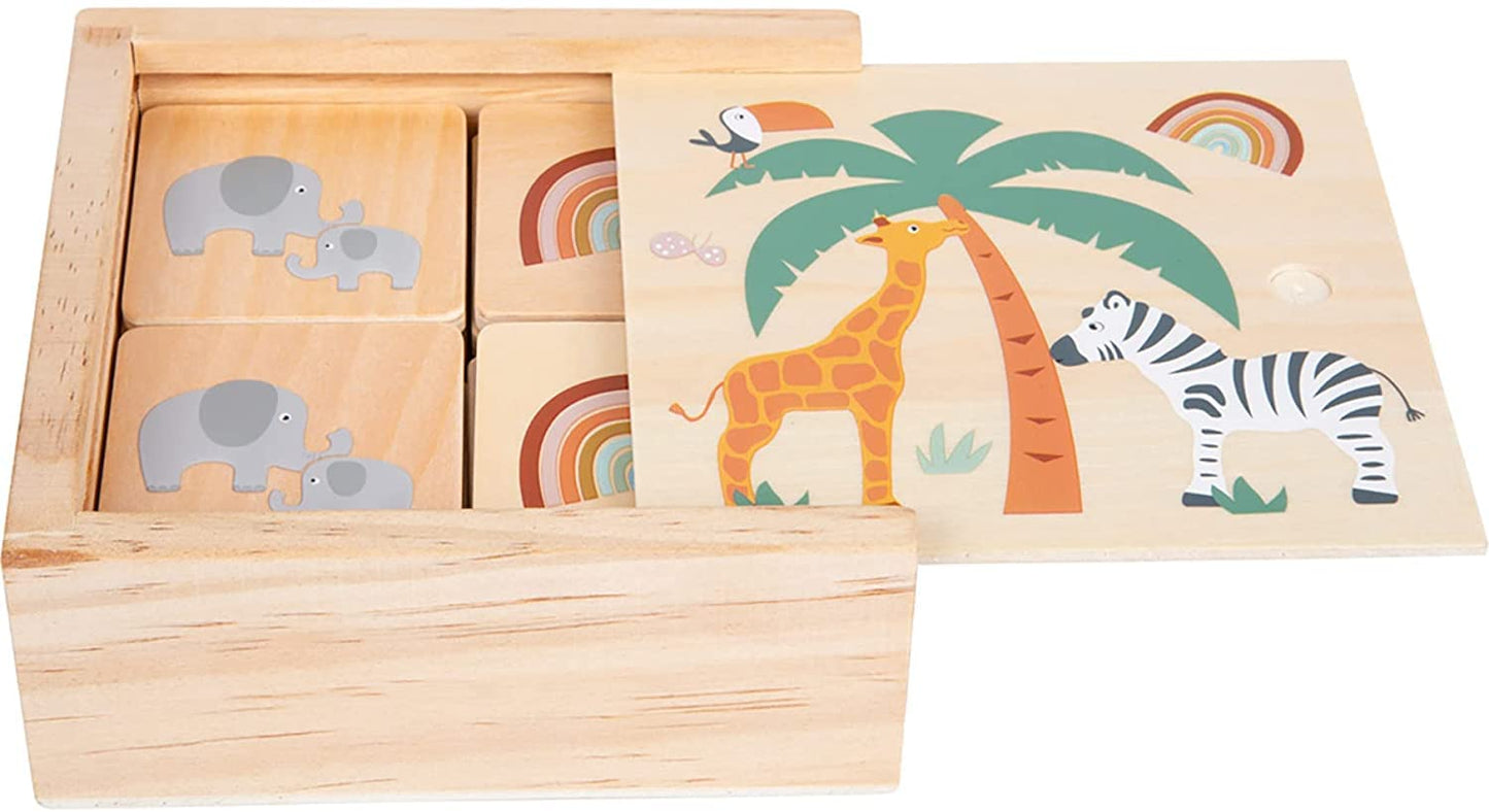 Small Foot Wooden Toys Safari Wooden Memory Game-Shape Sorting Matching Games For Boys And Girls- Perfect For Birthday Parties, Classrooms, Family Game Night, Multi, (11696)