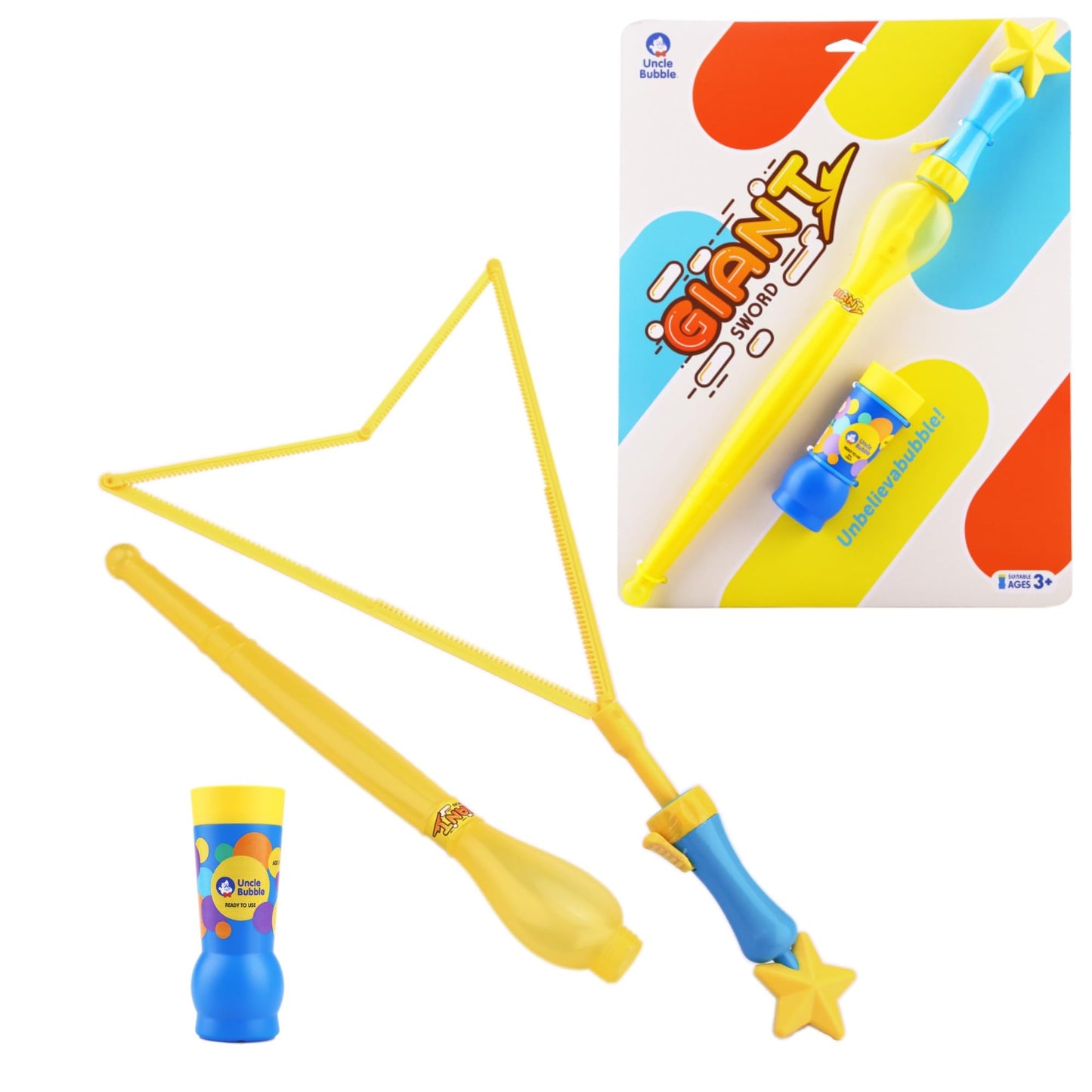 Uncle Bubble Small Bubble Wand decorative replica blade | 3-Piece Set Includes Wand  Bubble Liquid and Plastic Sheath | Outdoor Toy for Kids  Boys  and Girls