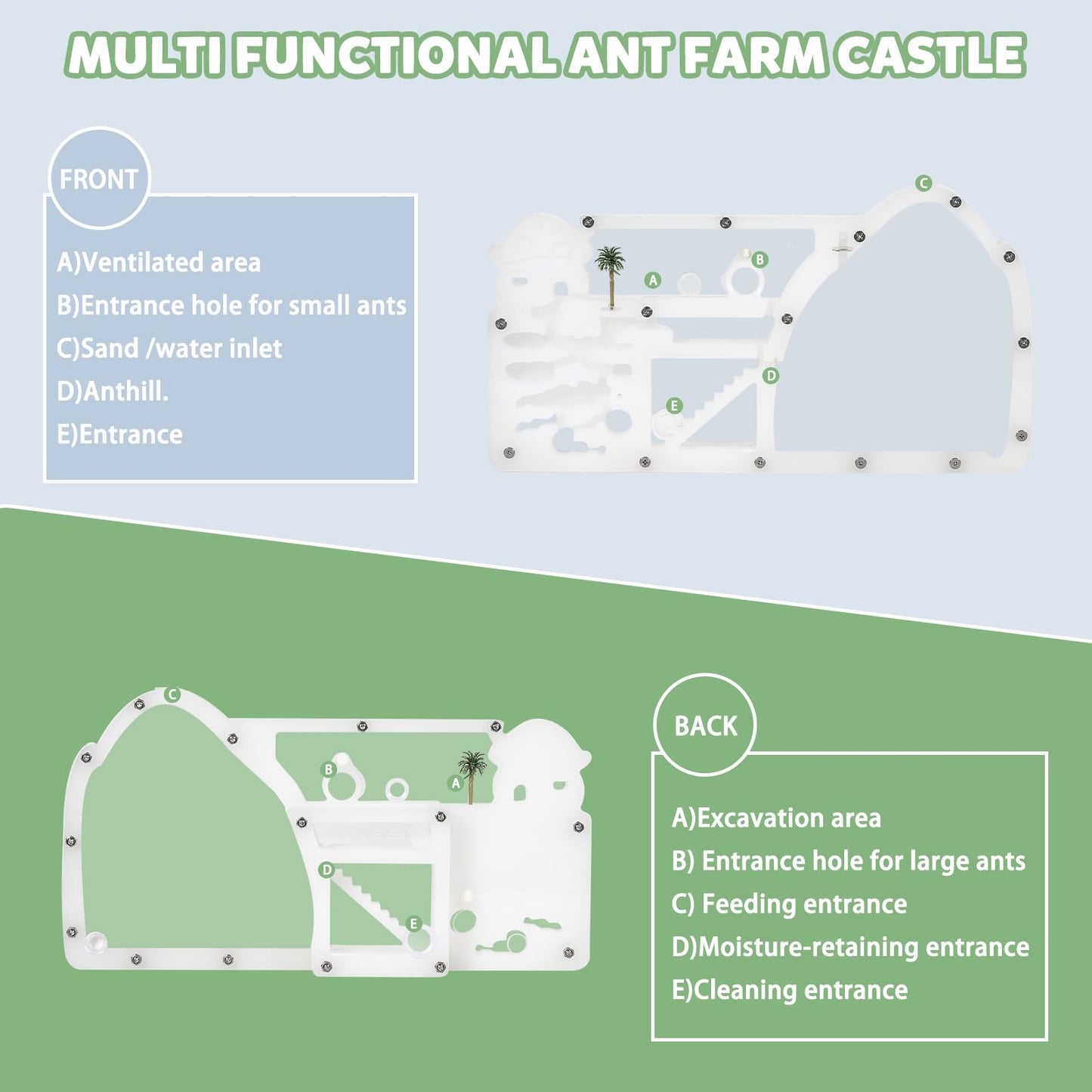 Blevla Ant Farms with Connections  Ant Farms for Kids & mature-themed  Live Ants for Ant Farm Educational Science DIY Toy Kit - STEM Learning Toy - Great Gifts for Boys & Girls (Castle)