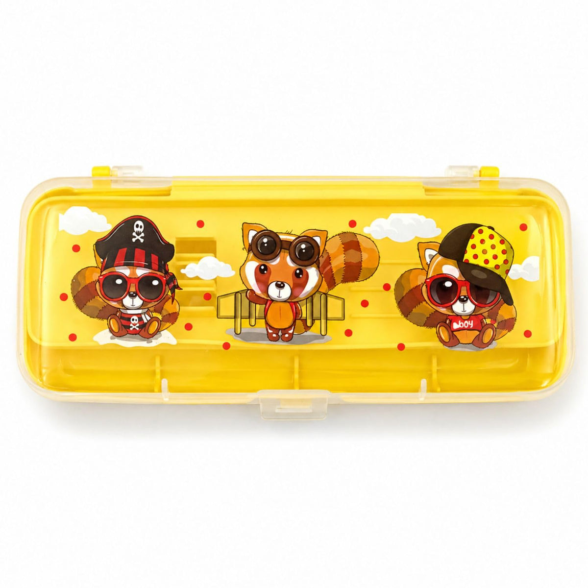 PLAST BOY Big Doodle Pencil Box for Kids | Large Capacity School Pencil Case | Sliding Compartment Organizer | Durable Plastic P