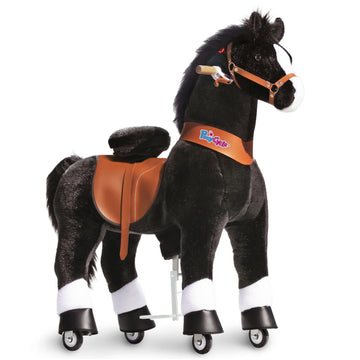 Ponycycle Large Riding Horse For Kids (With Brake/42.5'' Height/Size 5 For Age 7-12) Rocking Horse Plush Pony Toys No Electricit
