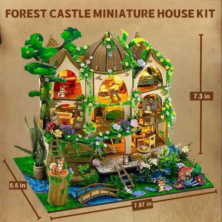 Yswood World Diy Miniature House Kit, Tiny House Kit With Furniture & Led, Diy Wooden Dollhouse Miniature Kit For Adults Teen, W