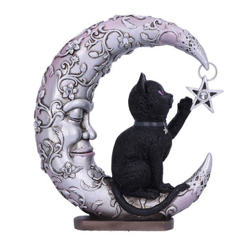 Nemesis Now Enchanting Luna Companion Moon And Cat Figurine, Hand-Painted Resin Ornament For Alternative Occult Decor And Gift For Witches, 18.8Cm