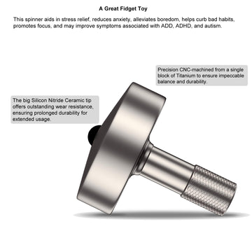 Djuiinostar Premium Titanium Spinning Top: Lengthened Stem, Easy To Twirl For Kids And Adults, High Performance (4-7 Minutes), Cnc Machined, Great Time Killer, Edc Fidget Toy Dst-817