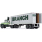 Ford Lt-9000 Day Cab With Vintage 40' Dry Goods Tandem-Axle Trailer Green ''Branch Motor Express'' 1/64 Diecast Model By Dcp/Fir