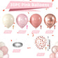 Dusty Pink Blush Balloons, Retro Boho Pink Balloons Cream White Balloon Pearl Light Pink And Metallic Rose Gold Confetti Balloon