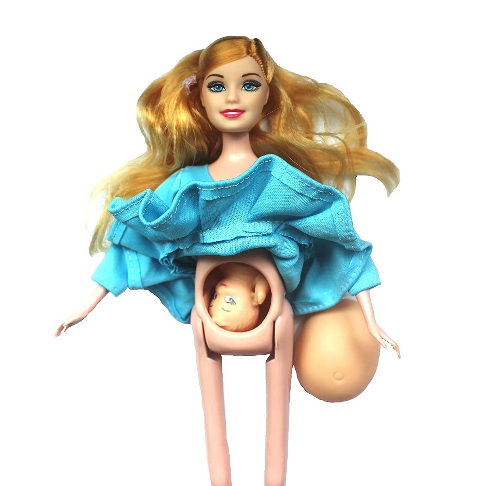 KunHe Blue Real Pregnant Doll Have a Baby in Her Tummy Mom Doll