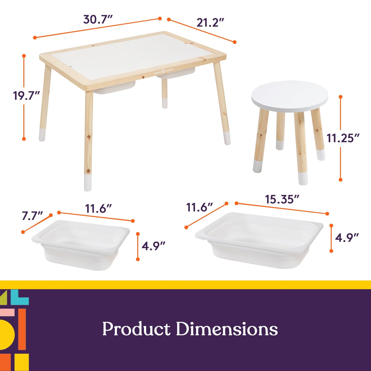 Special Supplies Kids Sensory Table Set With Deep Water And Sand Bins, Writable Lids, Chalk And Dry Erase Markers For Active, Ha