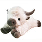 uoozii 24" Highland Cow Weighted Plush Toy - 5 lbs, Removable Microwavable Pouch, White & Brown, Cute Gift for Kids & Adults