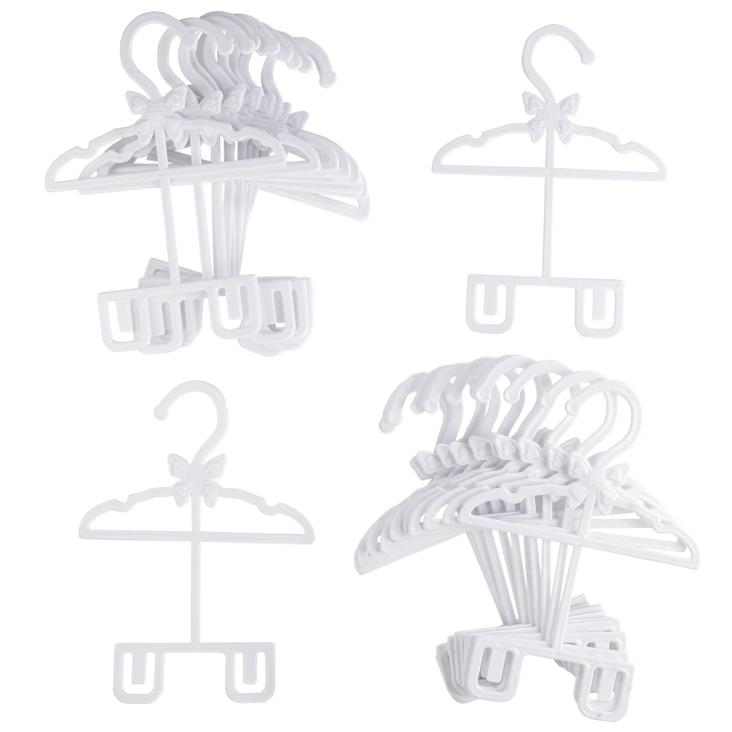 Dress Along Dolly White Full-Outfit Hanger 24Pk For American 18' Doll Clothes- Hold Your Tops & Bottoms Together Including Dresses, Pants, Shirts, Skirts, & Accessories- Perfect Girl Gift Set
