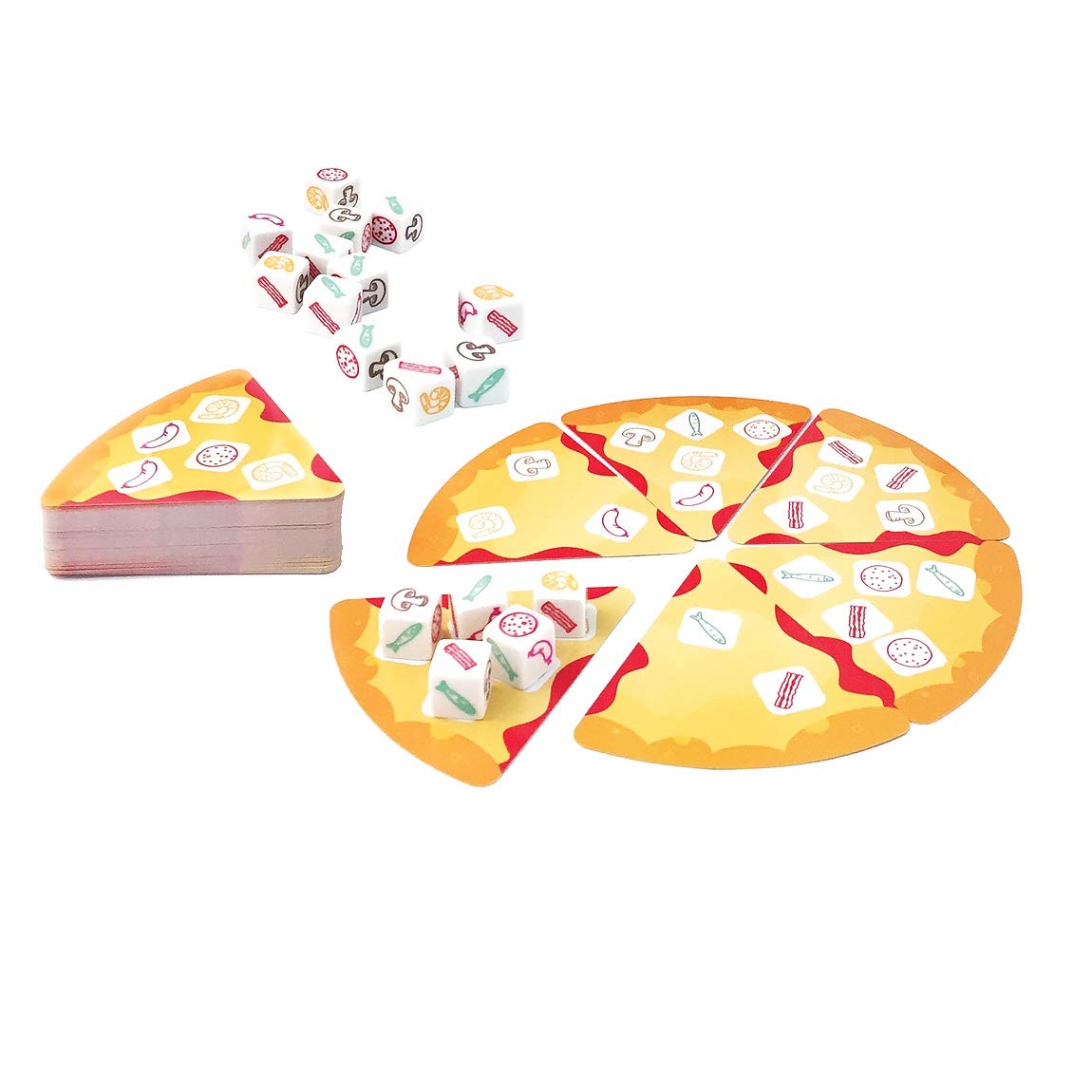 University Games Pizza Party Dice Game for Kids & Families, 2 Players, Multicolor, Model 01089-6PK, Plastic Material