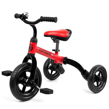 3 In 1 Toddler Tricycles For 2 - 4 Years Old Boys And Girls With Detachable Pedal And Bell Foldable Baby Balance Bike Riding Toy