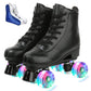 Xudrez Roller Skate Shoes For Women Men Pu Leather High-Top Double-Row Roller Skates For Beginner, Professional Indoor Outdoor R