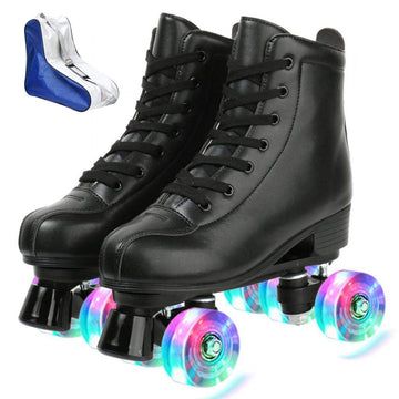 Xudrez Roller Skate Shoes For Women Men Pu Leather High-Top Double-Row Roller Skates For Beginner, Professional Indoor Outdoor R