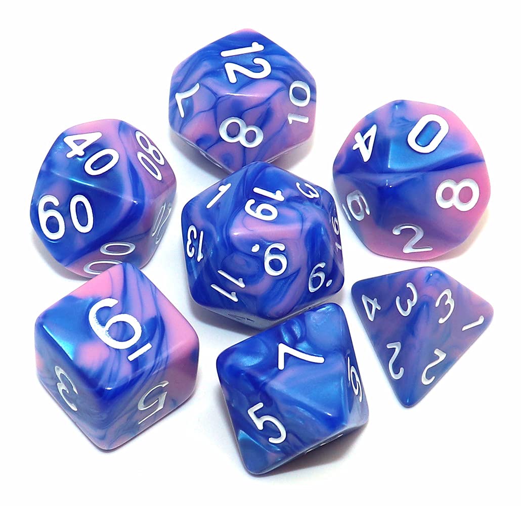 Creebuy Blue Mix Pink Dnd Polyhedral Dice For Dungeon And Dragons D&D Rpg Role Playing Games Dice With Dice Bag