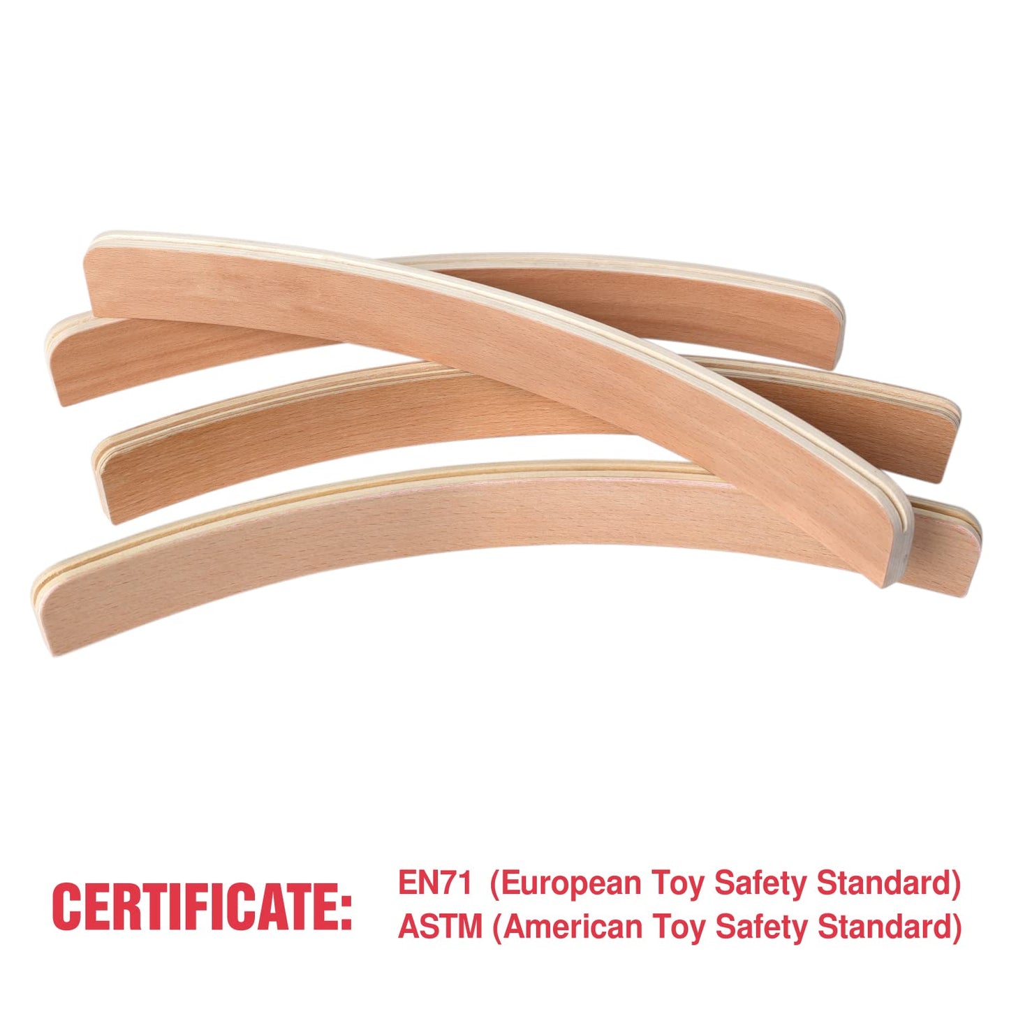 GOTHINK Set of 4 - Wood Curved Playing Card Holder for Kids mature-themed Seniors Solid Wood Cards Holders for Playing Cards 13.4 x1.4 x 0.5 Inch Non Slip Card Deck for Bridge Canasta Strategy Card Games