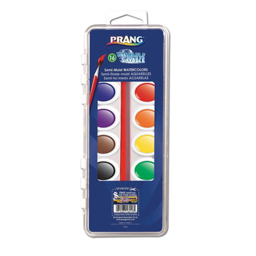 Prang Semi-Moist Watercolor Paint Set, Plastic Pan, Assorted Color, 16 Ovals