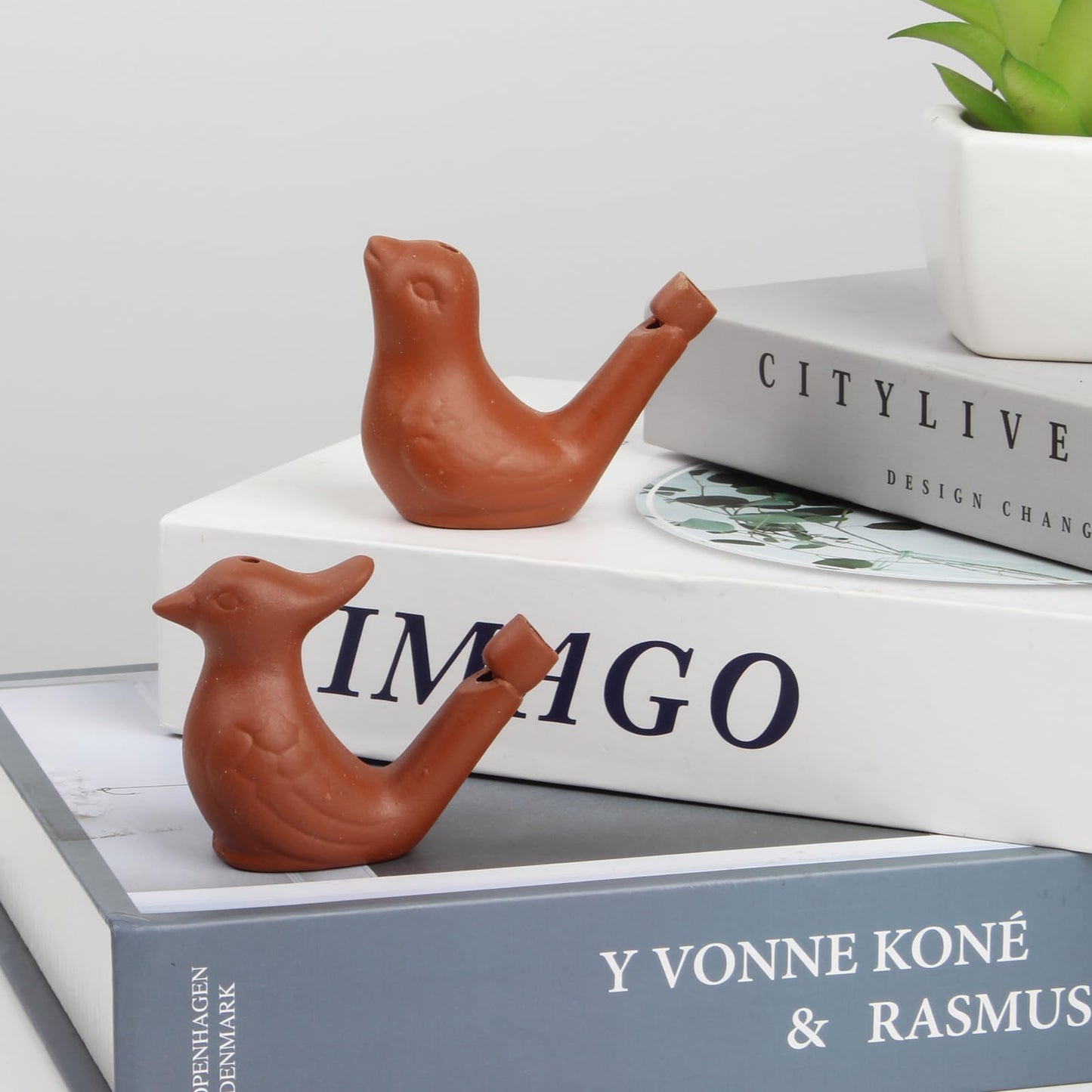 KVMORZE 2Pcs Bird Water Whistles, Funny Ceramic Water Whistles, Warbler Bird Whistles Noise Makers, Purple Clay Pottery Waterfow