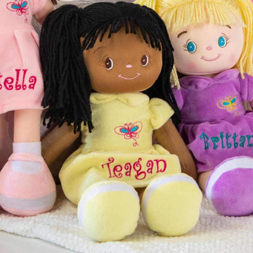 Dibsies Personalized Butterfly Snuggle Doll - 15 Inch (Black Hair)