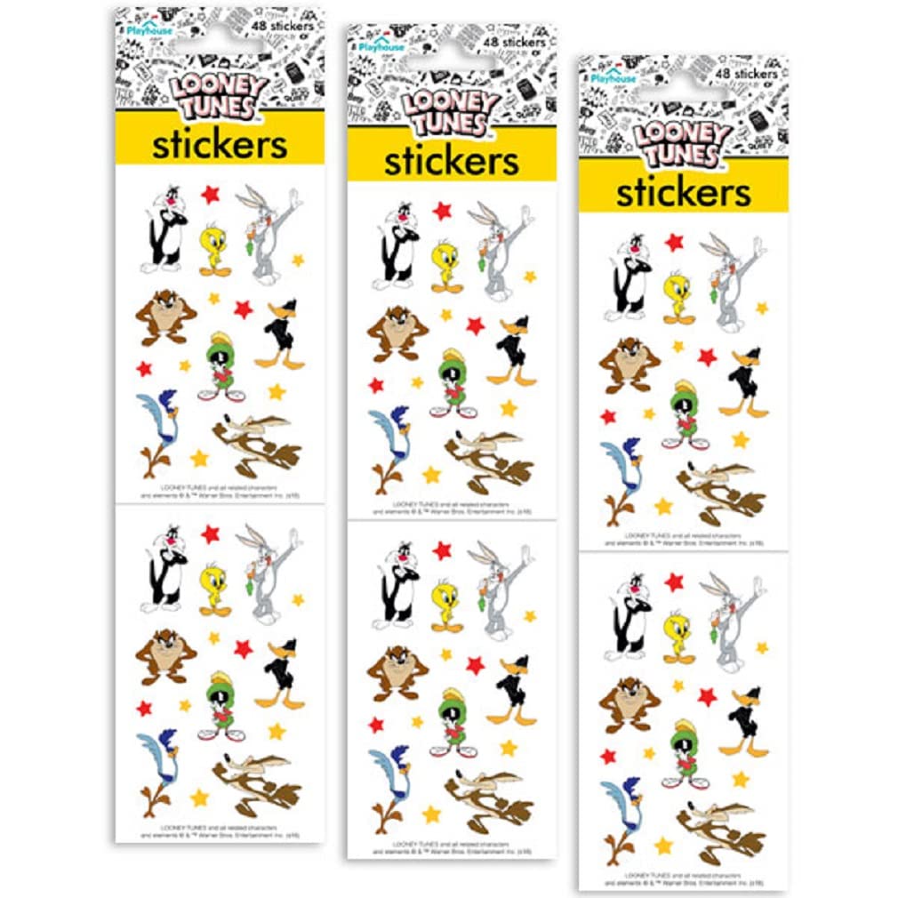 Playhouse Loony Tunes Bugs Bunny and Friends Pack of Three Perforated Sticker Half-Sheets - 3 Packs