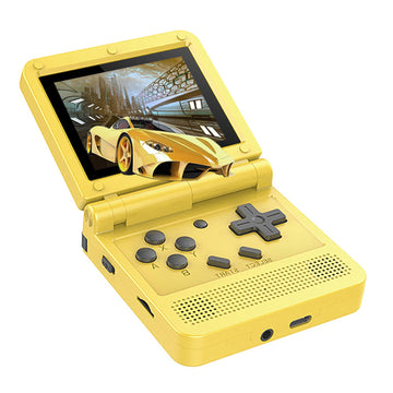 Goolrc Handheld Game Console 3-Inch Ips Screen Open Flip Handheld Console With 16G Tf Card Built In 2000 Games Portable Mini Retro Game Console Yellow