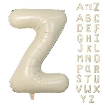 Biapian 40 Inch Letter Z Balloons, Giant Cream Z Foil Balloon, Big Single Alphabet A-Z Balloons, Beige Large Aluminum Z Balloons