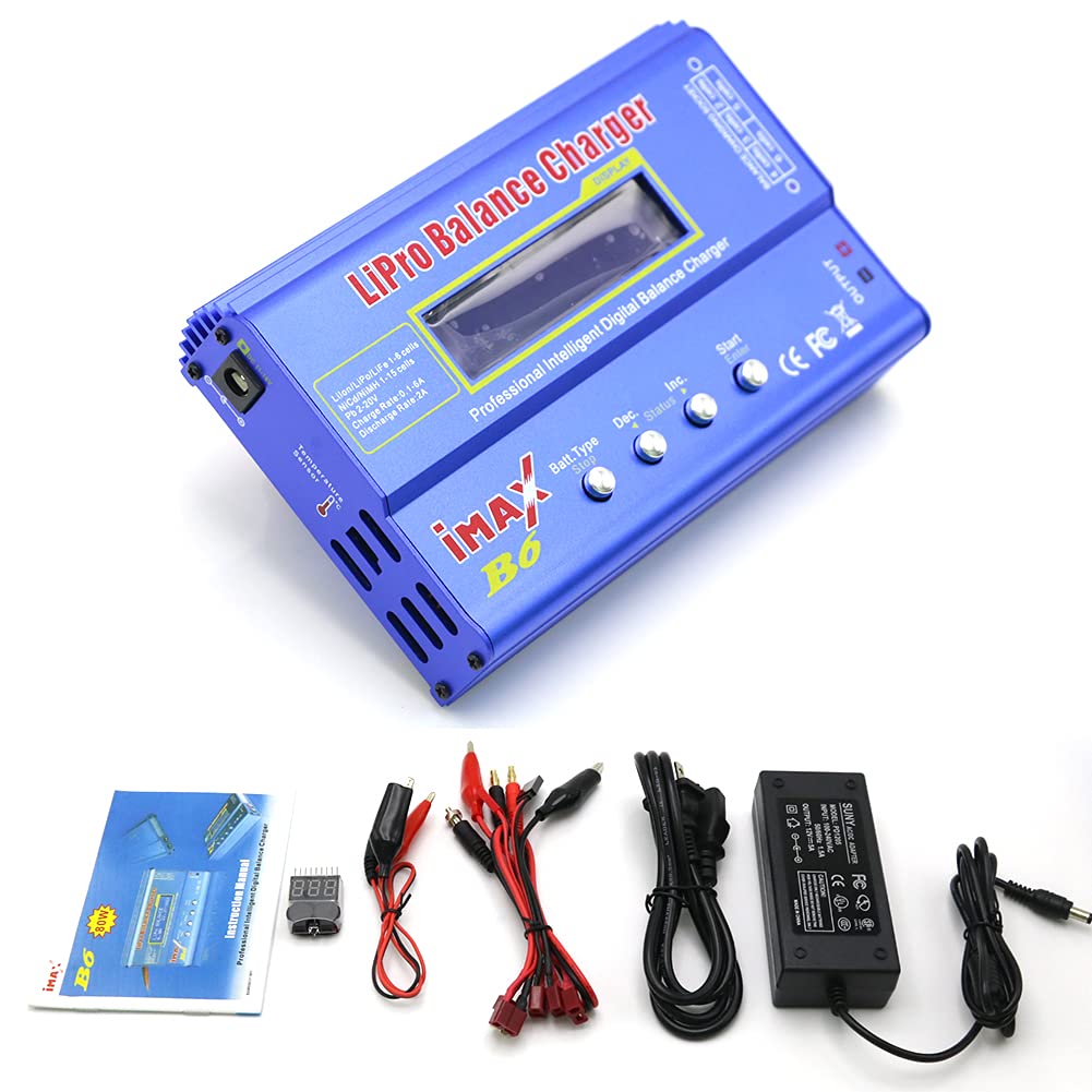 Havcybin IMAX B6 80W Lipo Battery Balance Charger 6A Discharger, RC Hobby Lipo NiMh Li-ion Ni-Cd Digital Lipro Balance Charger D