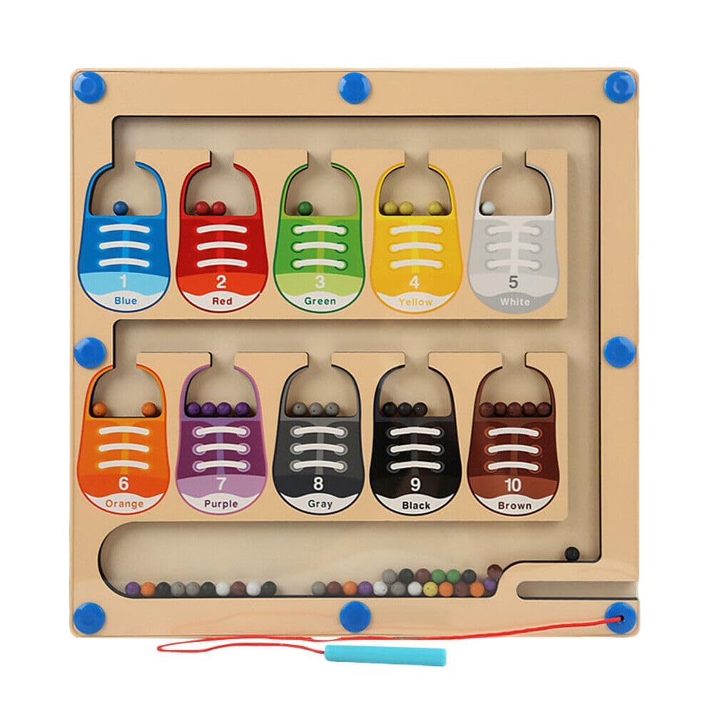 Bliss Hues Magnetic Color And Number Maze Board Puzzle Counting, Matching And Fine Motor Skills Activity Toy For Toddlers (Shoe)