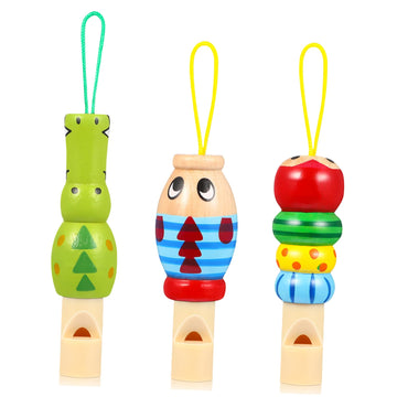 Toddmomy 3pcs Wooden Whistles for Kid,Cute Animal Whistles Music Instrument Toys Kids Party Noisemakers Whistles Party Bag Fille