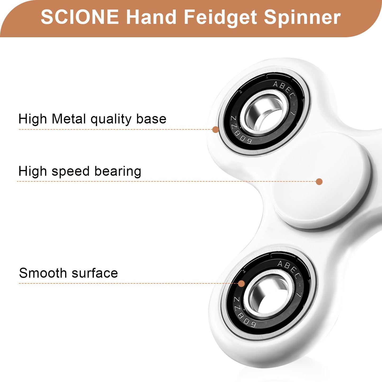Scione Fidget Spinner Toy 1 Pack, Cool Fidget Spinners For Kids Adults, Sensory Fidgets Toys Anxiety Relief For Adhd Autism Christmas Toys Birthday Gifts Classroom Prizes For Boys Girls