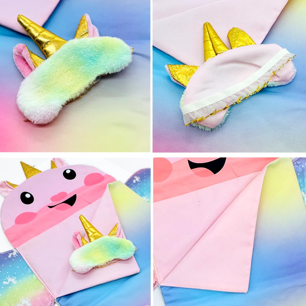 Baby Doll Sleeping Bag Toy Playset Rainbow Unicorn Doll Bedding Slumber Bed Accessories With Eye Mask Doll Unicorn Style Sleepin
