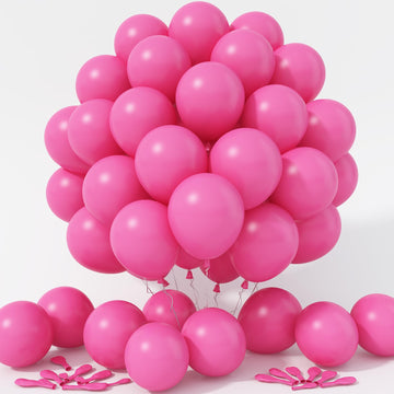 Jobkoo Hot Pink Balloons 12 Inch, 100 Pack Fuschia Pink Balloon Magenta Latex Balloons Matte Neon Dark Pink Helium Balloons For