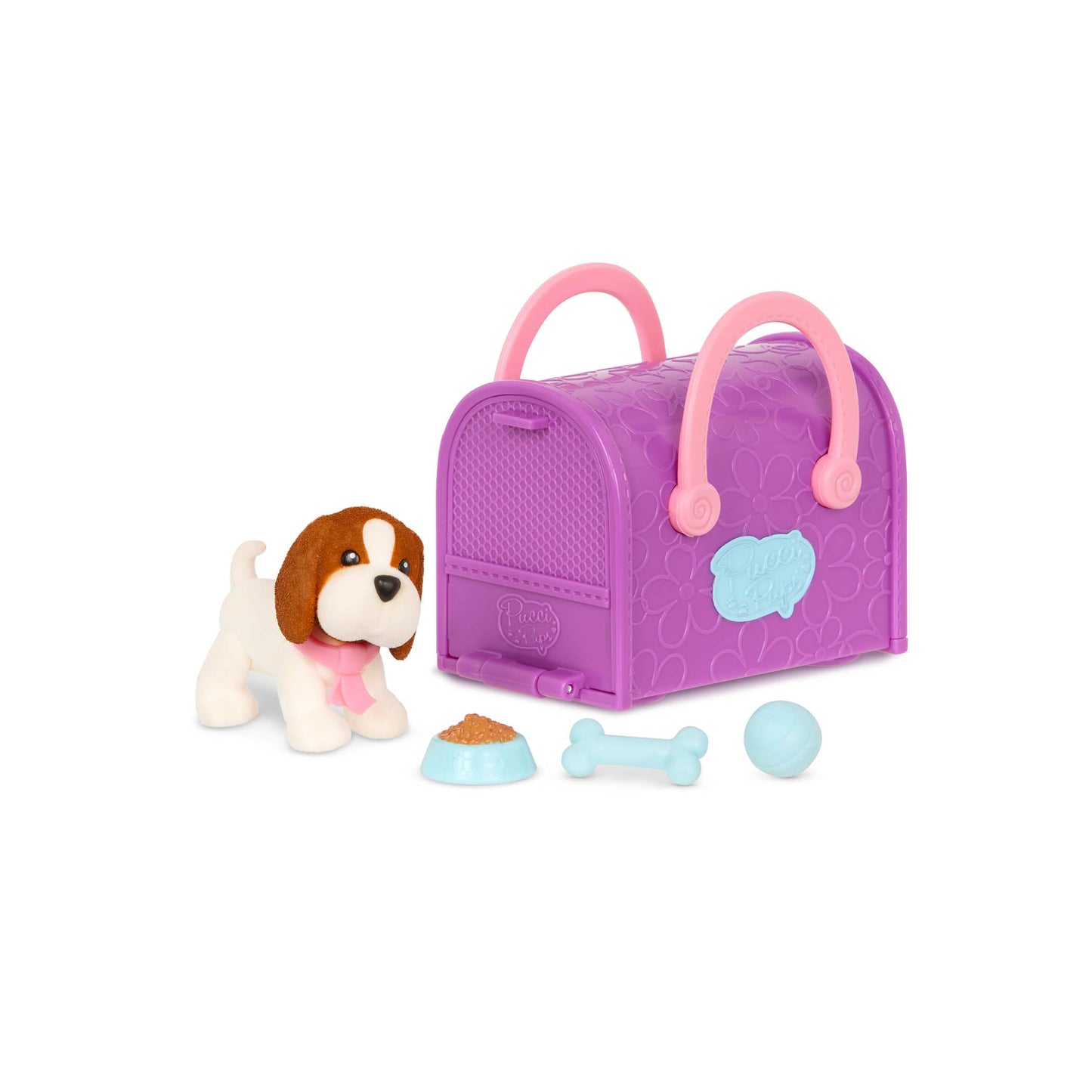 Pucci Pups - Collectible Puppy Set – Beagle, Schnauzer, Poodle – Carrier Purse – Dog Accessories Included – Toys For Kids 3+