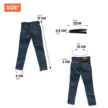 Panchitalk 1/6 Scale Soldier Pants Classic Jeans & Belt Model For 12'' Male Action Figure Body (Navy Blue)