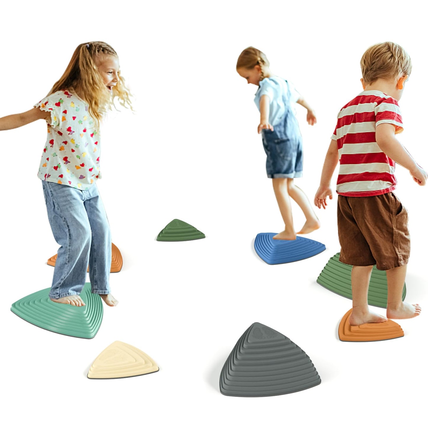 Gentle Monster Stepping Stones For Kids 11 Pcs Toddler Toys Indoor And Outdoor Balance Blocks, Coordination, Balance, Strength Skills Sensory Toys For Toddlers Ages 3 4 5 6 7 Years (8 Pcs Morandi)