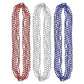 Amscan Metallic Bead Necklaces Party Favors, 30'', Red, Blue & Silver