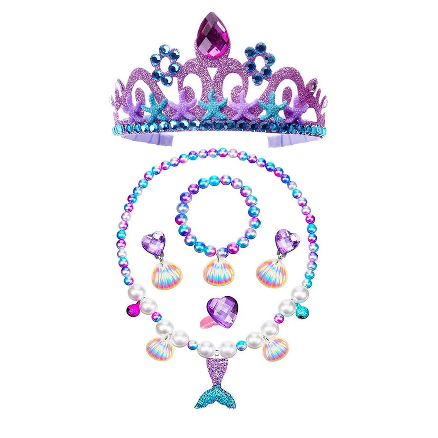 Purfeel Girls Mermaid Princess Dress Kids Mermaid Costume Dress Up For Ariel 8-9Years