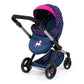 Bayer Design 17054Aa Combi Dolls Pram Xeo, Stroller, Height-Adjustable Handle, Convertible, Bag, Blue With Unicorn And Hearts