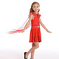 WonderBabe Girl Red Costume Princess Costume Short Sleeves Dress Kids Halloween Birthday Party Dress up size 9-10 Years