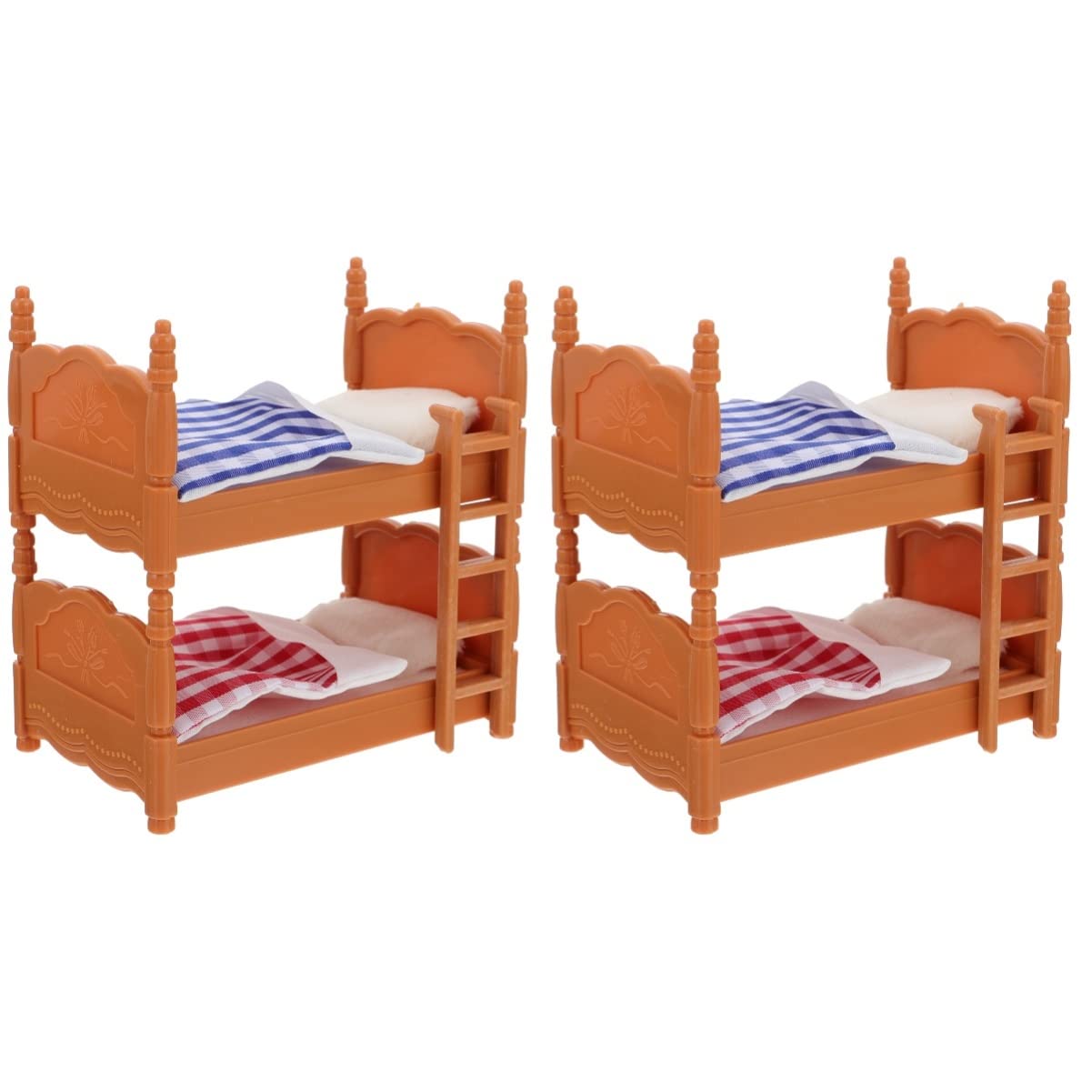 Veemoon 2 Packs Dollhouse Mini Bed Miniatures Bunk Bed Decoration Small Dollhouse Double Stackable Bunks Miniatures Furniture Accessories DIY Doll House Room Decor