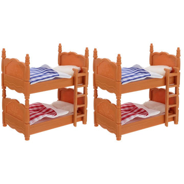 Veemoon 2 Packs Dollhouse Mini Bed Miniatures Bunk Bed Decoration Small Dollhouse Double Stackable Bunks Miniatures Furniture Accessories DIY Doll House Room Decor