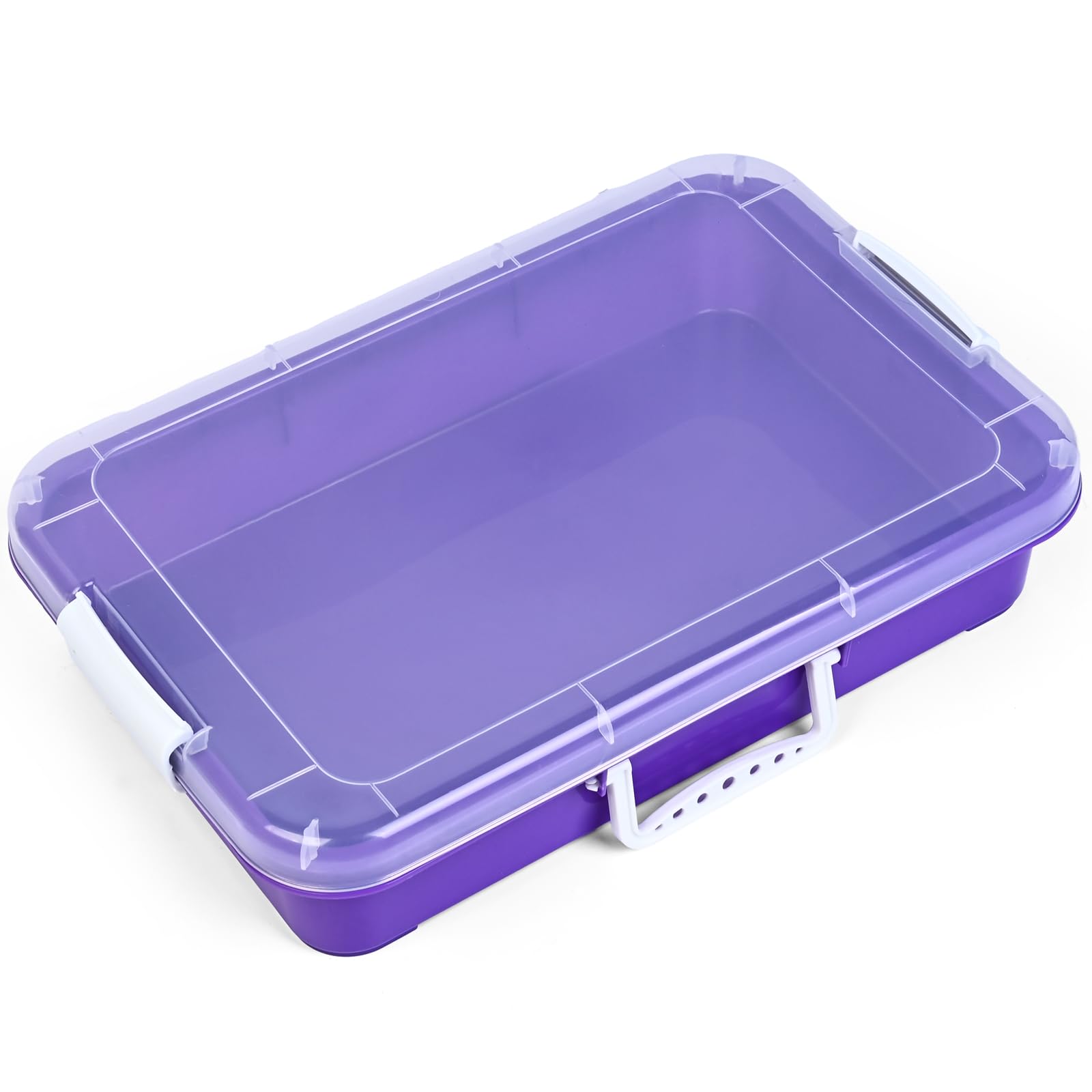 Madzee Plastic Activity Tray With Lid For Slime, Beads, Sand And Sensory Toys - 15 Inches (Purple)