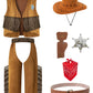 Iwalue Kids Boys Cowboy Halloween Costume Dress Up Party Cosplay With Bandana Cowboy Hat (Brown, 9-10 Years)