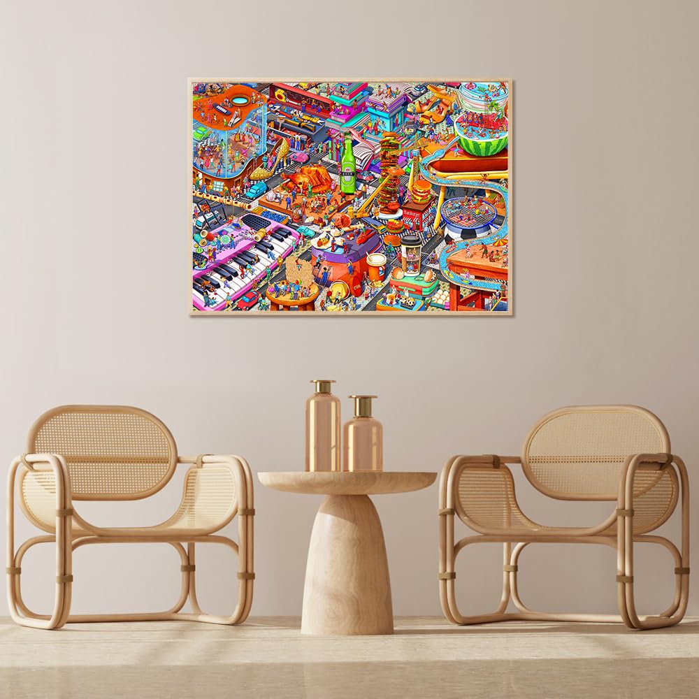 Huadada Jigsaw Puzzles For Adults 1000 Piece Jigsaw Puzzles For Adults Challenging Game Puzzles With Letters On Back(Little People'S World Party)