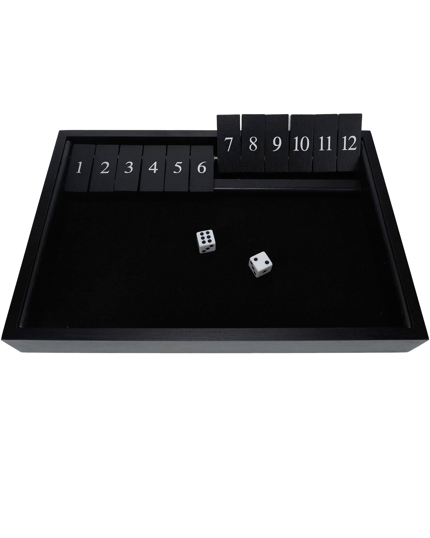 WE Games Wooden Shut The Box - Close The Box Set Pub Game with 12 Number Tiles & 2 Dice Games - 13.5    Black Stained Finish, fo