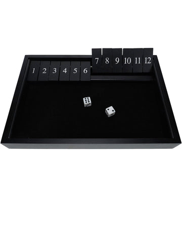 WE Games Wooden Shut The Box - Close The Box Set Pub Game with 12 Number Tiles & 2 Dice Games - 13.5    Black Stained Finish, fo